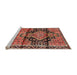 Sideview of Machine Washable Traditional Saffron Red Rug, wshtr4385