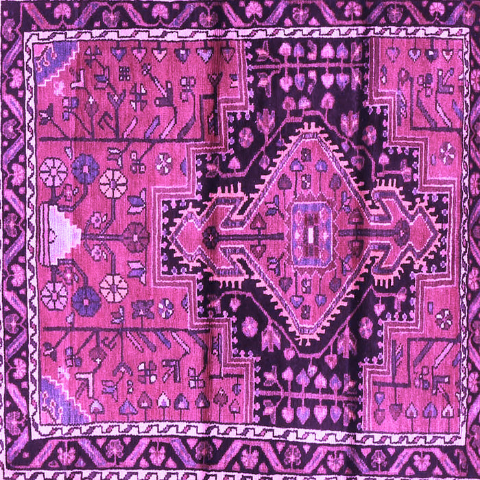 Square Machine Washable Persian Purple Traditional Area Rugs, wshtr4385pur