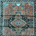 Square Machine Washable Persian Light Blue Traditional Rug, wshtr4385lblu