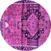 Round Machine Washable Persian Purple Traditional Area Rugs, wshtr4385pur