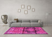 Machine Washable Persian Pink Traditional Rug in a Living Room, wshtr4385pnk