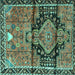 Square Machine Washable Persian Turquoise Traditional Area Rugs, wshtr4385turq