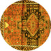 Round Persian Yellow Traditional Rug, tr4385yw