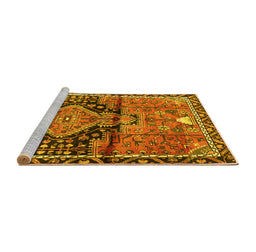 Sideview of Machine Washable Persian Yellow Traditional Rug, wshtr4385yw