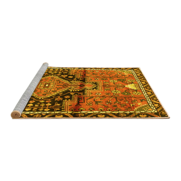 Sideview of Machine Washable Persian Yellow Traditional Rug, wshtr4385yw