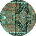 Round Persian Turquoise Traditional Rug, tr4385turq