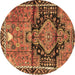 Round Persian Brown Traditional Rug, tr4385brn