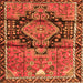 Round Machine Washable Persian Orange Traditional Area Rugs, wshtr4385org