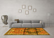 Machine Washable Persian Yellow Traditional Rug in a Living Room, wshtr4385yw