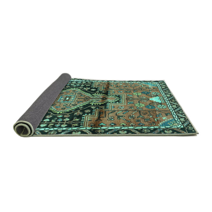 Sideview of Persian Turquoise Traditional Rug, tr4385turq
