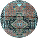 Round Persian Light Blue Traditional Rug, tr4385lblu