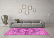 Machine Washable Persian Pink Traditional Rug in a Living Room, wshtr4386pnk