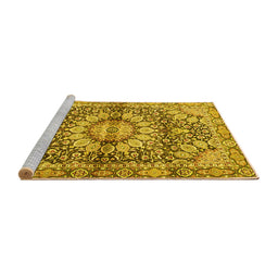 Sideview of Machine Washable Persian Yellow Traditional Rug, wshtr4386yw