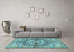 Machine Washable Persian Light Blue Traditional Rug in a Living Room, wshtr4386lblu