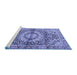 Sideview of Machine Washable Persian Blue Traditional Rug, wshtr4386blu