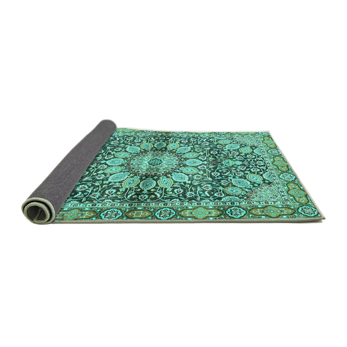 Sideview of Persian Turquoise Traditional Rug, tr4386turq