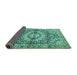 Sideview of Persian Turquoise Traditional Rug, tr4386turq