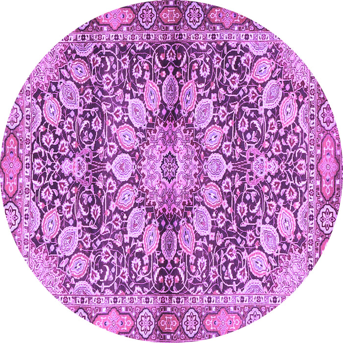 Round Machine Washable Persian Purple Traditional Area Rugs, wshtr4386pur