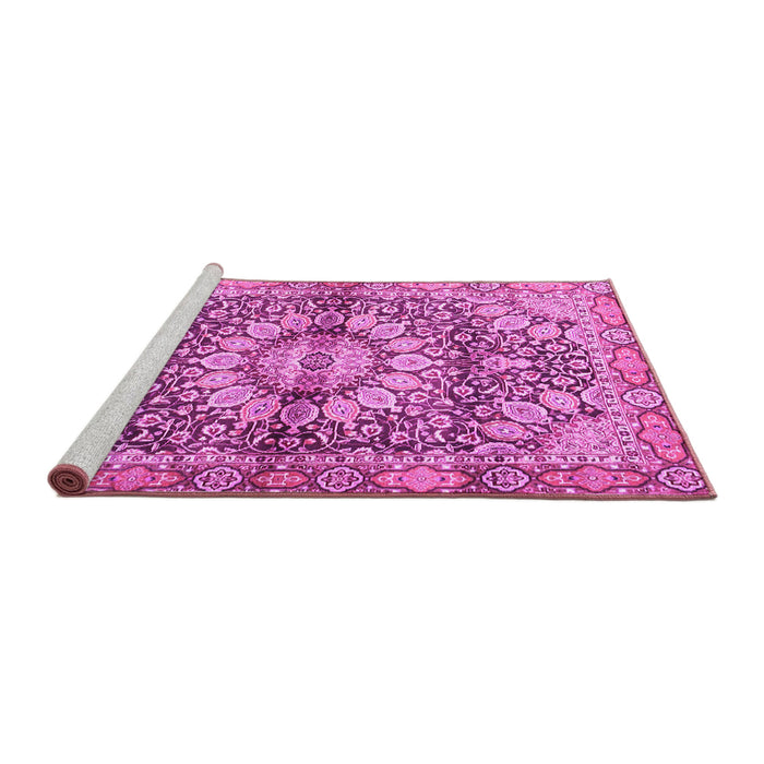 Sideview of Machine Washable Persian Pink Traditional Rug, wshtr4386pnk