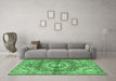 Machine Washable Persian Emerald Green Traditional Area Rugs in a Living Room,, wshtr4386emgrn