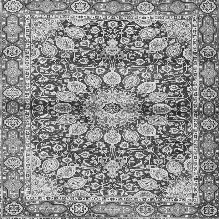 Round Machine Washable Persian Gray Traditional Rug, wshtr4386gry