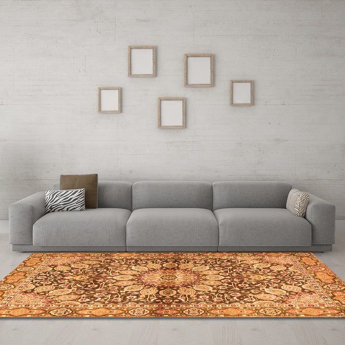 Machine Washable Persian Orange Traditional Area Rugs in a Living Room, wshtr4386org