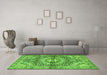 Machine Washable Persian Green Traditional Area Rugs in a Living Room,, wshtr4386grn