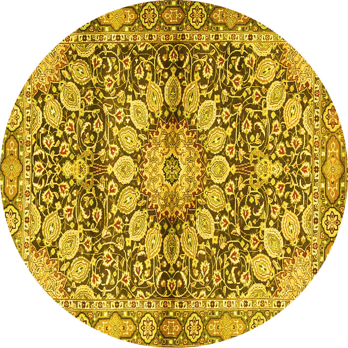 Round Persian Yellow Traditional Rug, tr4386yw