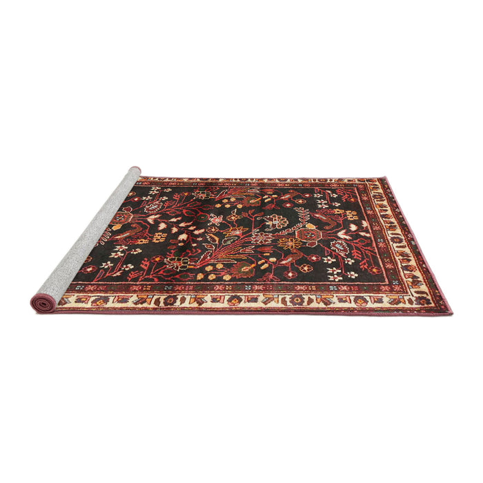 Sideview of Machine Washable Traditional Rust Pink Rug, wshtr4387