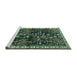 Sideview of Machine Washable Persian Turquoise Traditional Area Rugs, wshtr4387turq