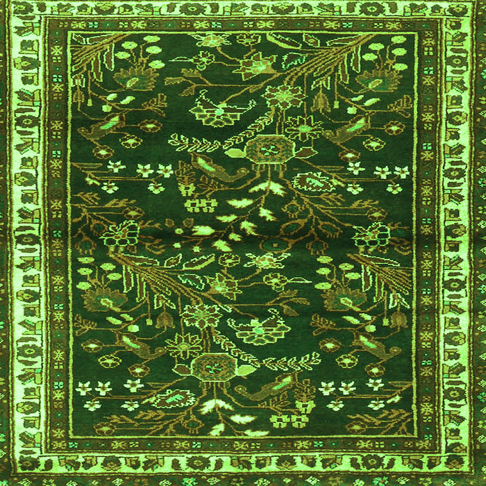 Round Machine Washable Persian Green Traditional Area Rugs, wshtr4387grn