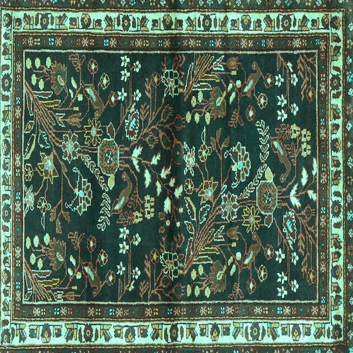 Square Persian Turquoise Traditional Rug, tr4387turq