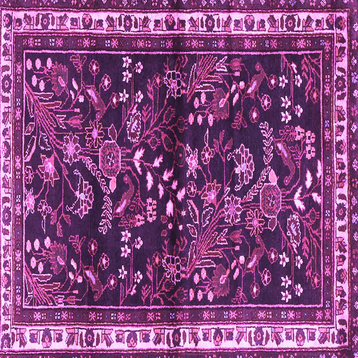 Square Machine Washable Persian Purple Traditional Area Rugs, wshtr4387pur