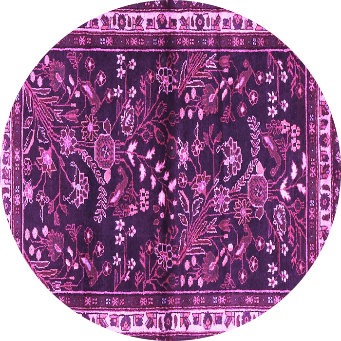 Round Persian Purple Traditional Rug, tr4387pur