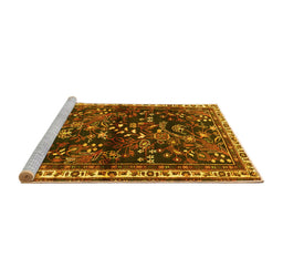 Sideview of Machine Washable Persian Yellow Traditional Rug, wshtr4387yw