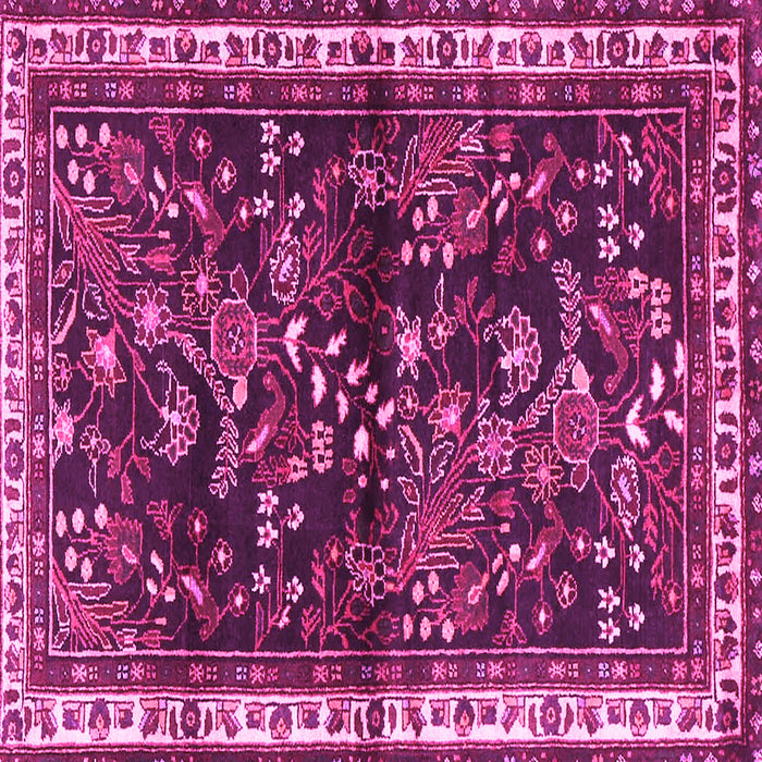 Square Machine Washable Persian Pink Traditional Rug, wshtr4387pnk