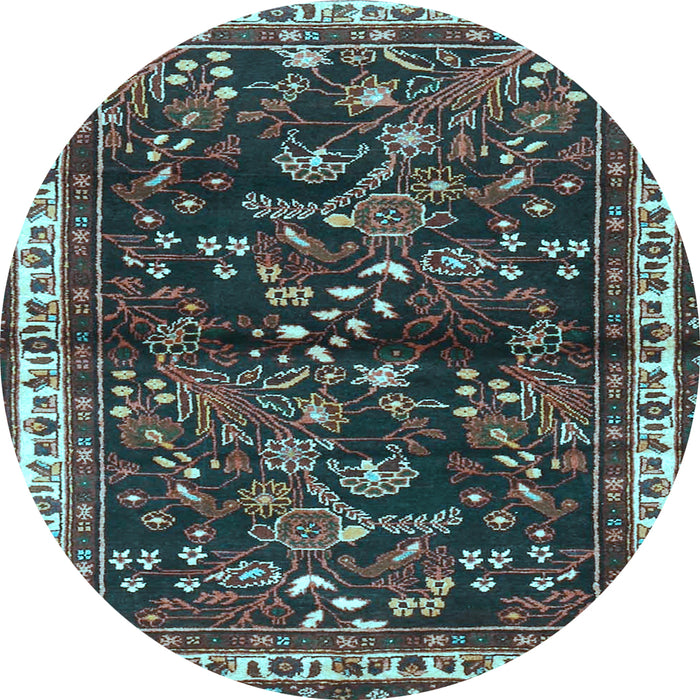 Round Machine Washable Persian Light Blue Traditional Rug, wshtr4387lblu