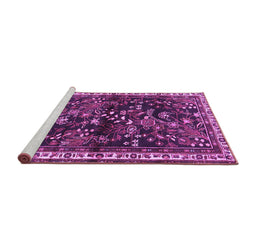 Sideview of Machine Washable Persian Purple Traditional Area Rugs, wshtr4387pur