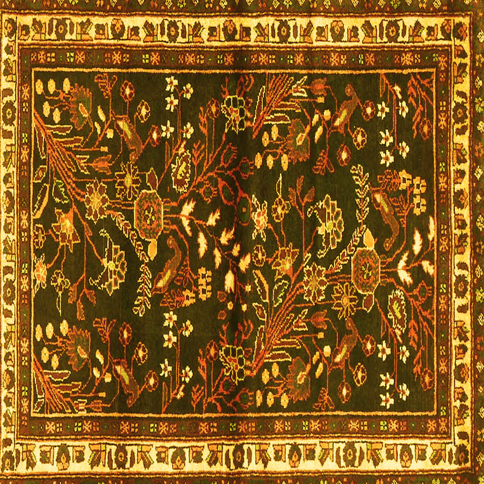 Square Machine Washable Persian Yellow Traditional Rug, wshtr4387yw