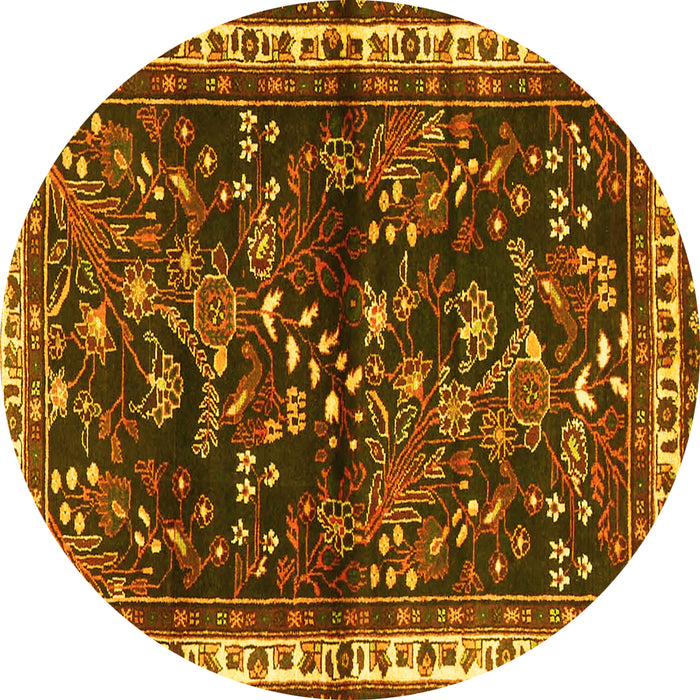 Round Persian Yellow Traditional Rug, tr4387yw
