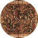 Round Persian Brown Traditional Rug, tr4387brn