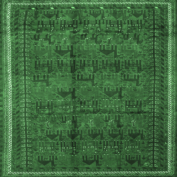 Square Persian Emerald Green Traditional Rug, tr4388emgrn