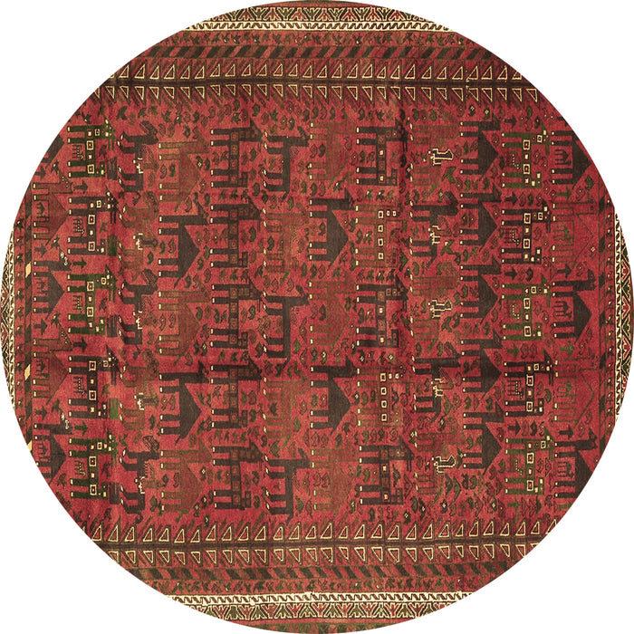Round Persian Brown Traditional Rug, tr4388brn