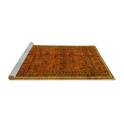 Sideview of Machine Washable Persian Yellow Traditional Rug, wshtr4388yw