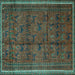 Square Persian Turquoise Traditional Rug, tr4388turq