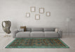 Machine Washable Persian Turquoise Traditional Area Rugs in a Living Room,, wshtr4388turq