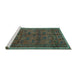 Sideview of Machine Washable Persian Turquoise Traditional Area Rugs, wshtr4388turq