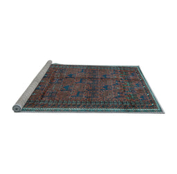 Sideview of Machine Washable Persian Light Blue Traditional Rug, wshtr4388lblu