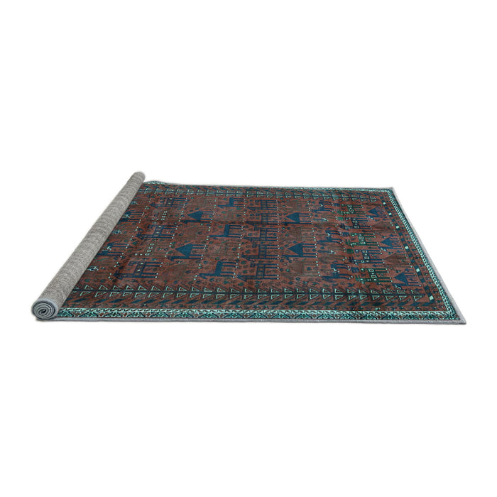 Sideview of Machine Washable Persian Light Blue Traditional Rug, wshtr4388lblu