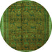 Square Persian Green Traditional Rug, tr4388grn